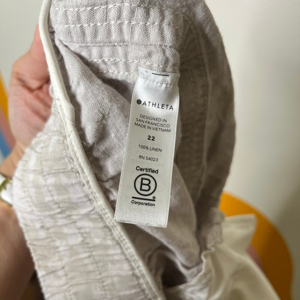 Athleta Cabo Tide Linen Jogger Pants Women's‎ Size 22 Beige Camo Drawstring Tan - Picture 8 of 8